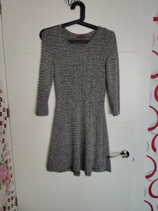 Vestido gris jaspeado manga larga