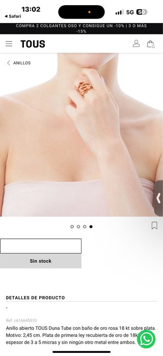 Anillo Tous Plata 925