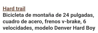 Bicicleta Montaña Denver 240 Hard Trail