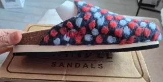 Mandel Pantofole Sabot Feltro Blu/Rosse