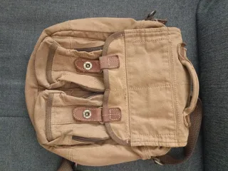 Bolso bandolera mochila lona algodón beige, árido