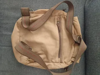 Bolso bandolera mochila lona algodón beige, árido