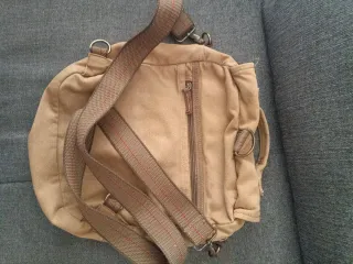 Bolso bandolera mochila lona algodón beige, árido
