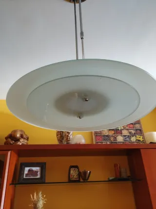 Lámpara de techo comedor, cromado y cristal