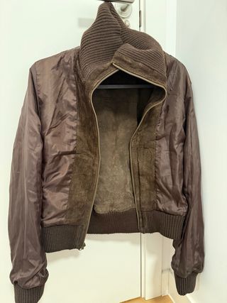 Chaqueta de cuero F&Co marrón mujer
