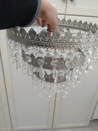Lampadario Ikea argento e cristallo