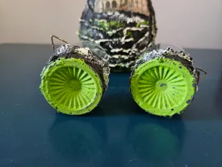 Set bottiglia e 2 bicchieri decorati