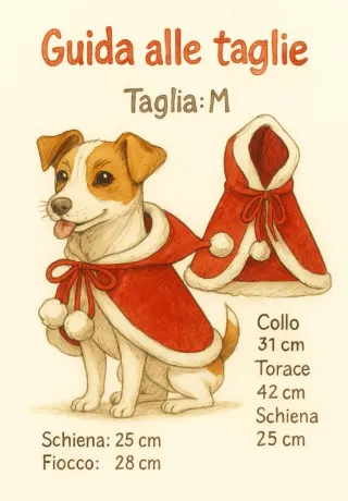 Mantellina Natalizia rossa per cani/gatti tg M