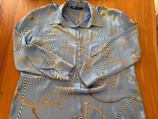 Camisa Zara Estampado Náutico Azul