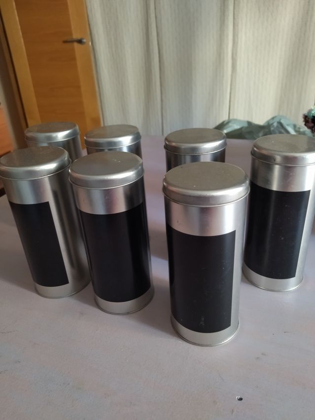 7 tarros cocina acero inoxidable con tapa