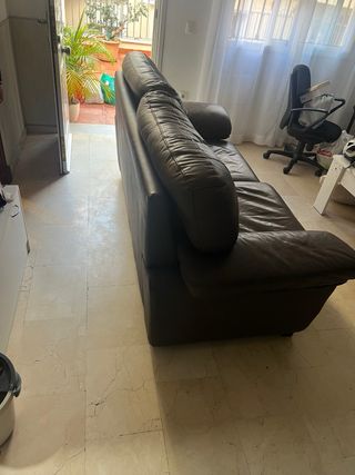 Sofá de piel marrón 1.90m