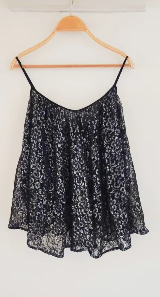 Top tirantes fiesta negro y plateado