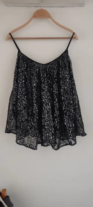 Top tirantes fiesta negro y plateado