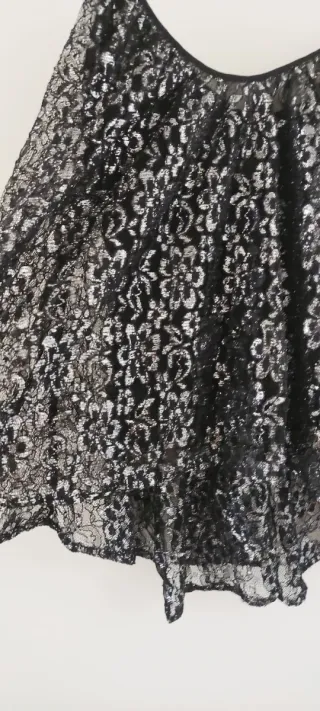 Top tirantes fiesta negro y plateado