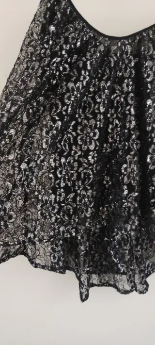 Top tirantes fiesta negro y plateado