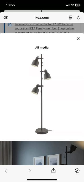 Lámpara de pie 3 focos metal