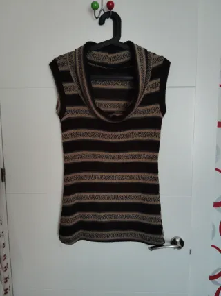 Jersey sin mangas cuello redondo rayas