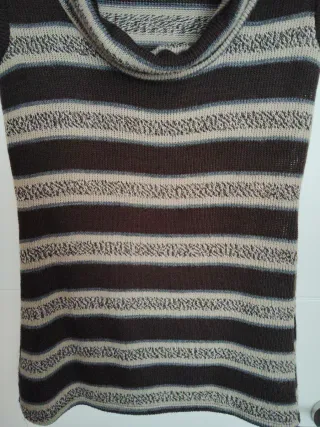 Jersey sin mangas cuello redondo rayas