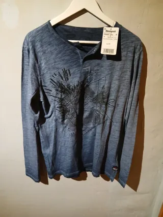 Camiseta Desigual Talla M Azul/Gris