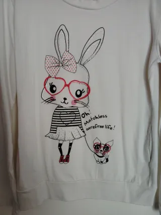 Camiseta manga larga con estampado de conejo