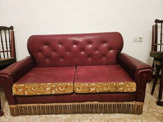 Divano in pelle vintage con frange