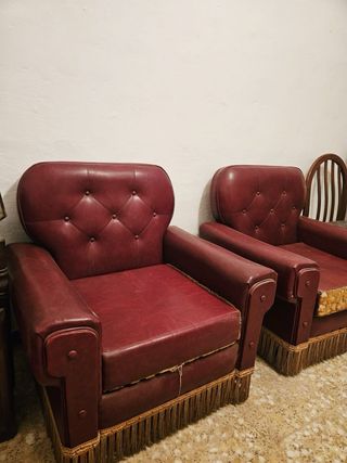 Divano in pelle vintage con frange