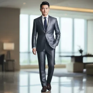 Traje de fiesta caballero plateado M 40