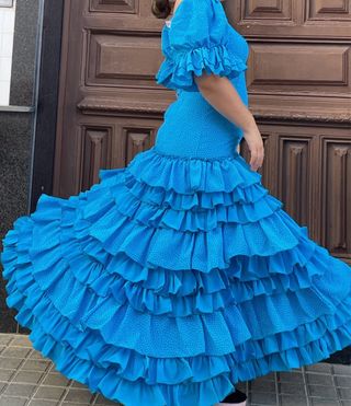 Traje Flamenca Azul Talla 38/40