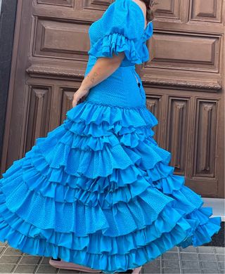 Traje Flamenca Azul Talla 38/40