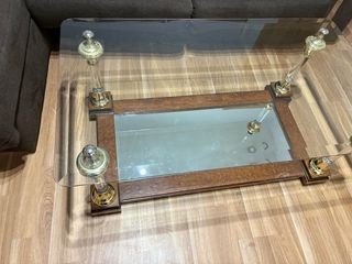 Mesa de centro cristal y madera