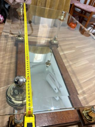 Mesa de centro cristal y madera
