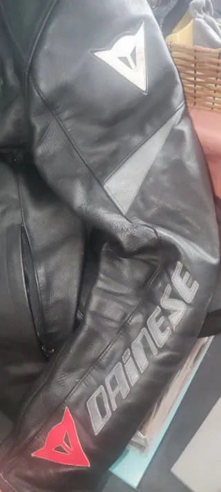 Chaqueta Dainese Piel Talla 54 Negra/Gris