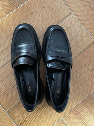 Mocasines ZARA piel negros talla 39
