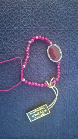 Pulsera Plata Acero Rosa y Plata