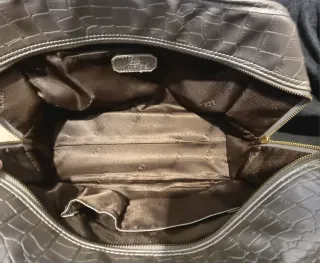 Bolso Loewe Piel Cocodrilo Dorado Plateado