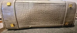 Bolso Loewe Piel Cocodrilo Dorado Plateado