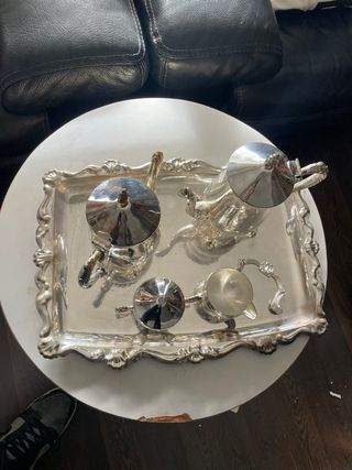 Juego de té bañado en plata