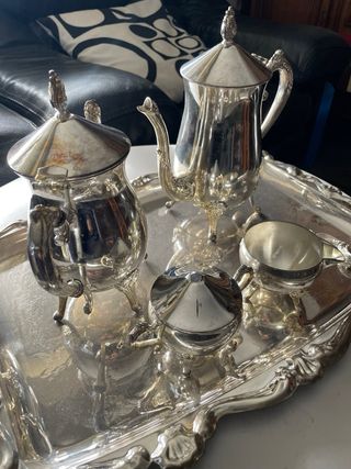 Juego de té bañado en plata