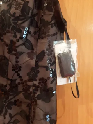 Top lentejuelas negro mujer.