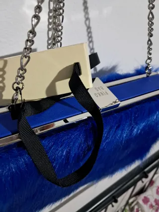 Borsa Pinko Blu in Pelliccia Nuova
