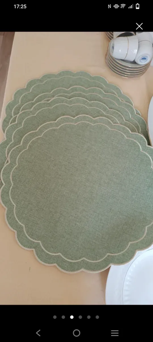 4 Individuales festoneados tela