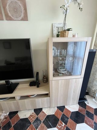 Mueble TV madera y cristal
