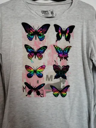 Camiseta Sprinter Gris Mariposas Talla 16 años