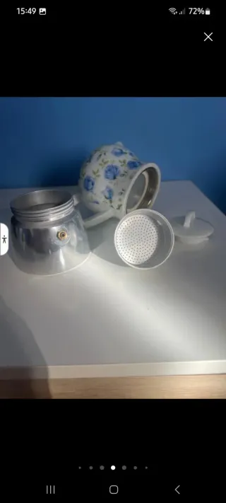 Caffettiera 3-4 tazze porcellana e metallo