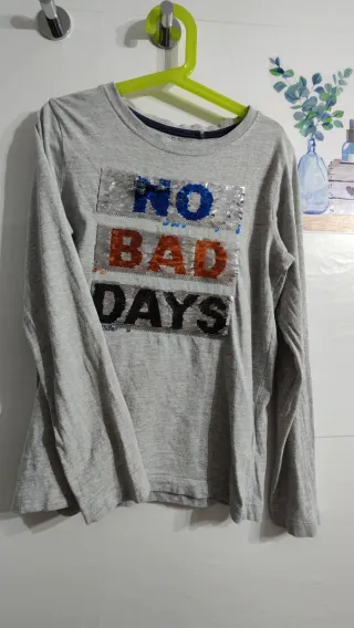 Camiseta niño NO BAD DAYS lentejuelas, talla 9/10