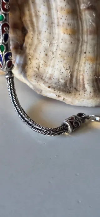 Pulsera Plata Vintage Cola Ratón Multicolor