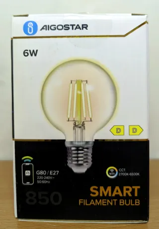 Lampadina Smart Aigostar Filament G80 E27 6W