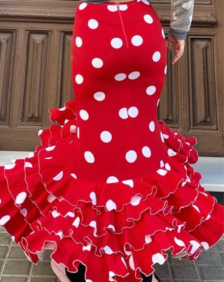 Falda de flamenca roja elástica T.38-40