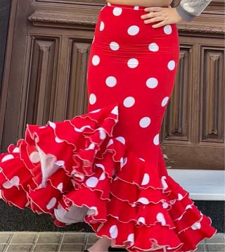 Falda de flamenca roja elástica T.38-40