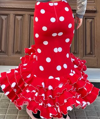 Falda de flamenca roja elástica T.38-40